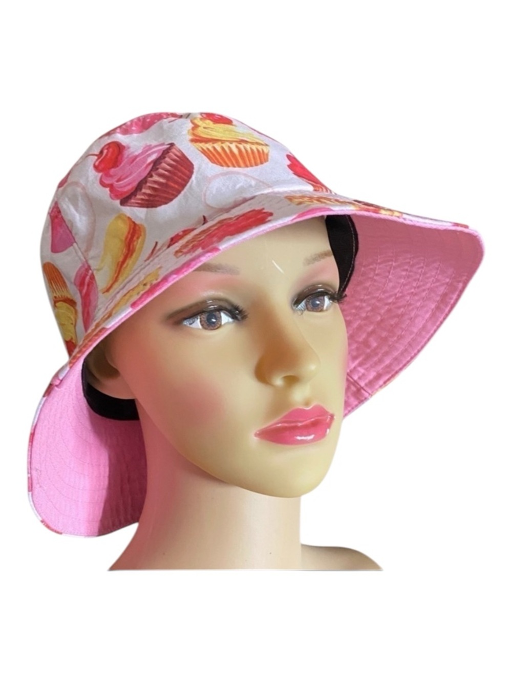 Printed Bucket Hat Pink & White Barbicore Print